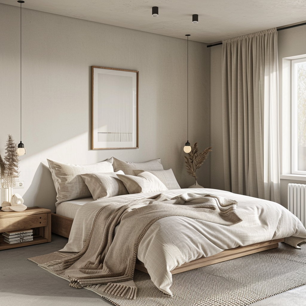 Budget-Friendly Neutral Bedroom Decor Ideas featuring Textiles and Textures for a cozy and elegant space.